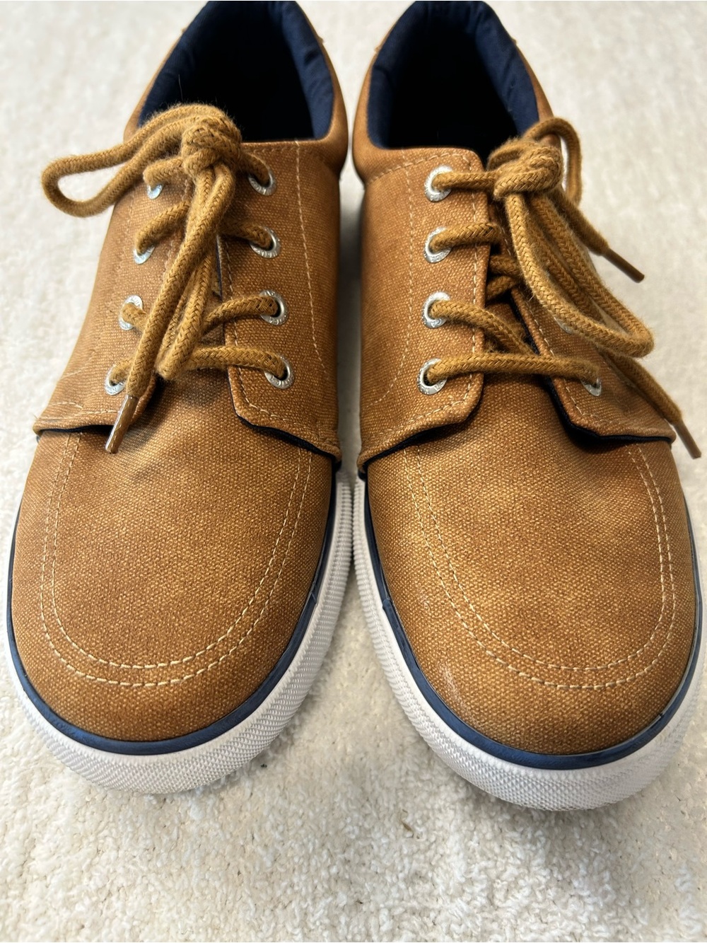 Nautica Berrian 4 Boys Youth Size 4 Tan Navy Lace-Up Sneakers